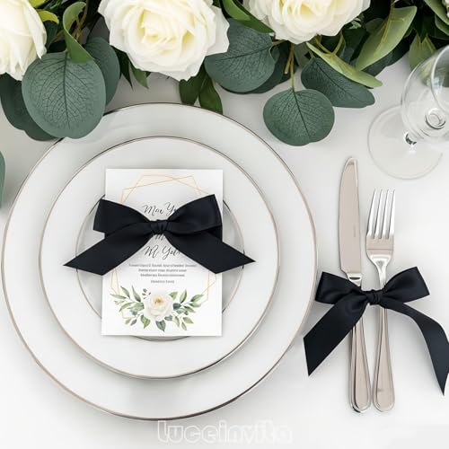 3.5" Black Satin Ribbon Bows (50 Packs) - color: Black, size: 3.5 Inch - 50pcs