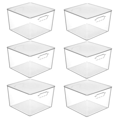 Vtopmart 6 Pack Extra Large Clear Stackable Storage Bins with Lids, 11inch Organizer Bins with Handle for Onions and Potatoes, Plastic Containers for Pantry, Freezer, Kitchen, Closet Organization - size: 11in (With Lid)