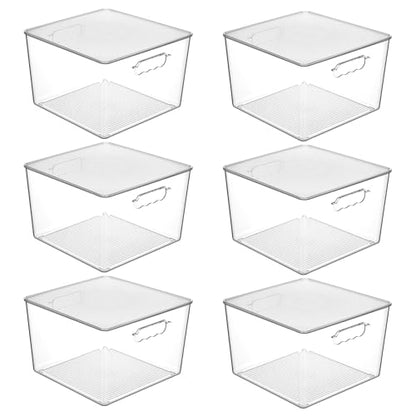 Vtopmart 6 Pack Extra Large Clear Stackable Storage Bins with Lids, 11inch Organizer Bins with Handle for Onions and Potatoes, Plastic Containers for Pantry, Freezer, Kitchen, Closet Organization - size: 11in (With Lid)