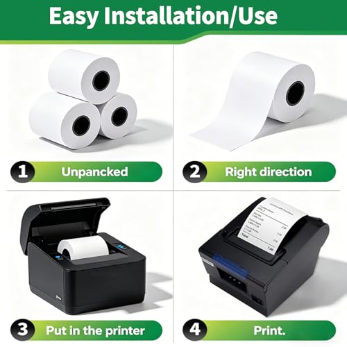 Sticky Linerless Thermal Receipt Paper, 3 1/8"x170', 6 Rolls