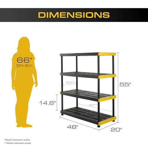 CX Heavy Duty 4-Tier Garage Storage Shelves + 8-pack 27-Gallon Bins & Lids - style: Shelf + 27 Gallon Container (8-Pack)