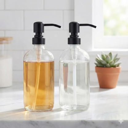 Clear Glass Jar Soap Dispenser, Matte Black, 16oz - color: Matte Black