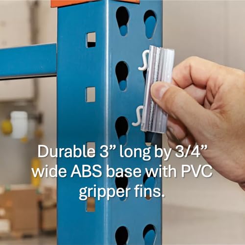 Pallet Rack Upright Sign Holders, 3 Inch Warehouse Grippers, 100 Pack