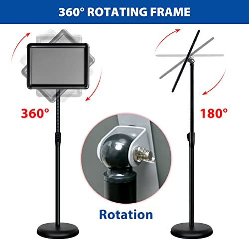8.5x11 Sign Holder Stand - Adjustable Floor Standing Sign Stand - color: Black, size: 8.5"x11"-1Pack