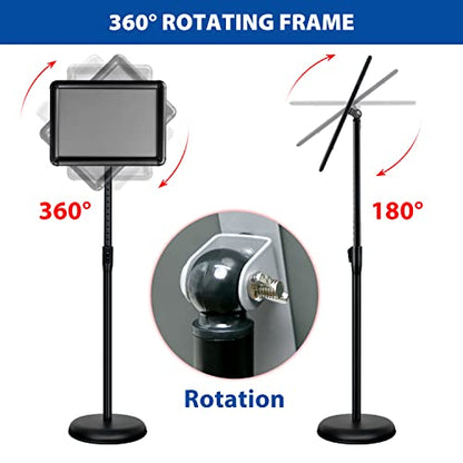 8.5x11 Sign Holder Stand - Adjustable Floor Standing Sign Stand - color: Black, size: 8.5"x11"-1Pack