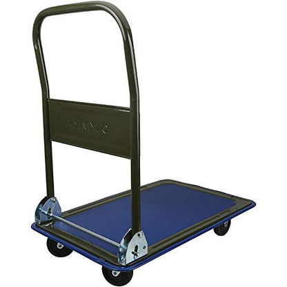 Olympia Tools Foldable Push Cart Dolly - 300 Lb. Capacity Heavy Duty Platform Truck with 360° Swivel Wheels - Black - style: 300 Lb.