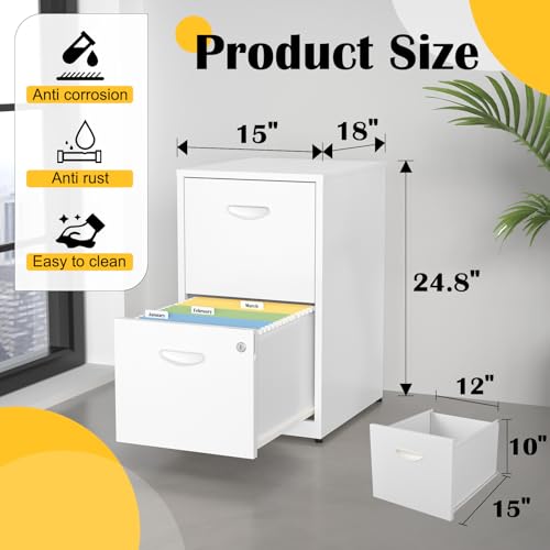 SteeLoong 2 Drawer File Cabinets,Metal Office File Cabinet with Lock,White - color: White, style: 2 Drawer Light Duty