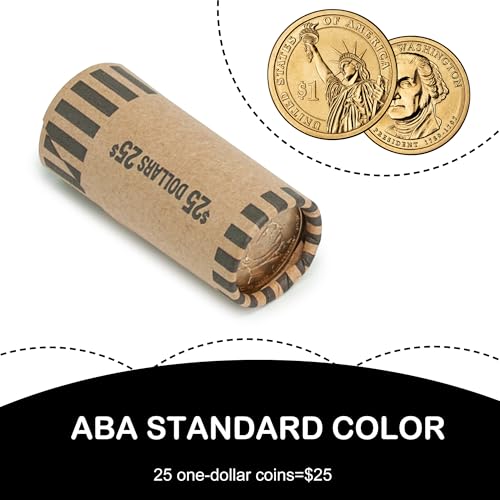 LLIKED 49 PCS Preformed Coin Wrappers Rolls -1 Dollars - size: 49 Dollars Coin Rolls