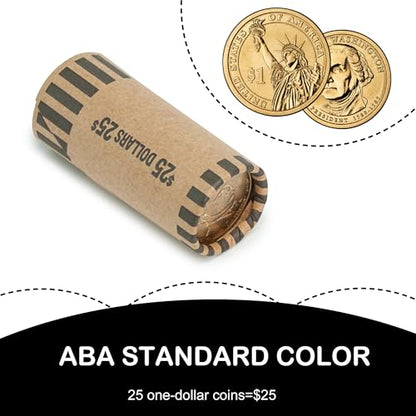 LLIKED 49 PCS Preformed Coin Wrappers Rolls -1 Dollars - size: 49 Dollars Coin Rolls