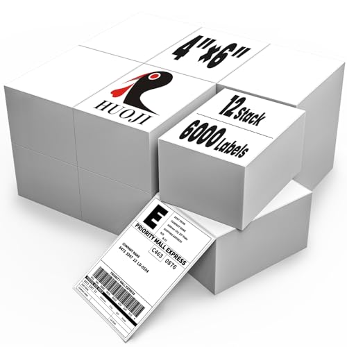 HUOJI 6000 4x6 Thermal Labels 500/Stack, Commercial Grade - size: 12 Stacks | 6000 Labels