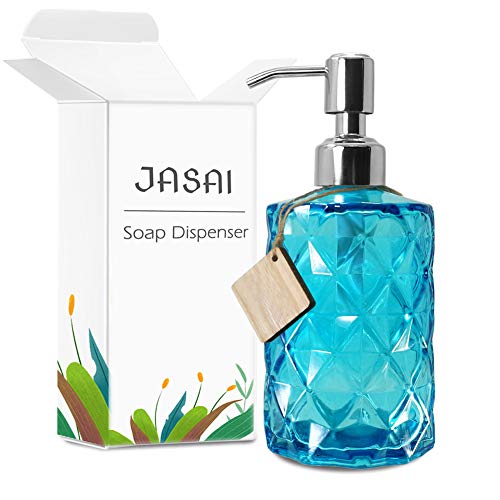JASAI 12 Oz Diamond Design Soap Dispenser with Rust Proof Soap Pump - color: Blue