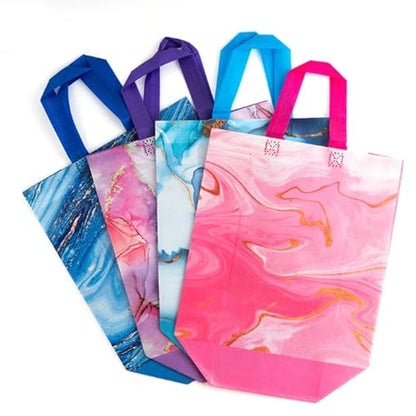 Piqiya 12pcs Marble Non-woven Gift Bags with Handle - Medium Reusable Tote Bags, Suitable for Kids & Adults - Birthday, Mothers Day, Fathers Day & Baby Shower - color: Marble, size: 1Count（Pack of 12）