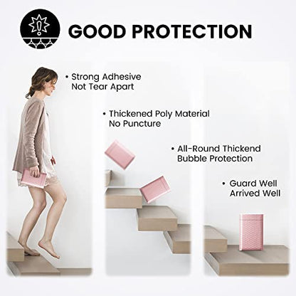 Fuxury Small Bubble Mailers 4x8" 100 Pack Light Pink Bubble Mailer - color: Light Pink, size: 4×8" 100PC