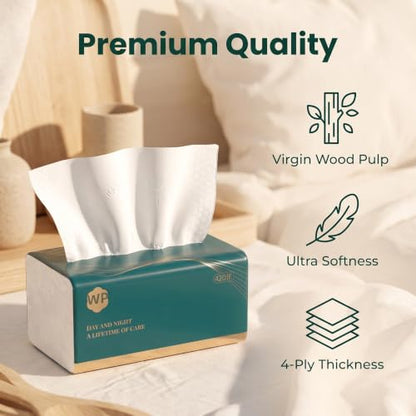 Daisy 4 Ply Soft Tissues - No Fluorescent Agent, Native Wood Pulp Production - 420 Sheets per Box, Suitable for Home, Office and School Use (6 Packs, 2520 Sheets)