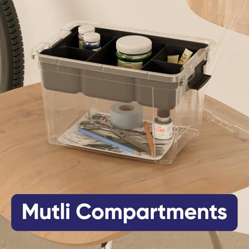 Superio Small Storage Container Organizing Bin with Removable Tray Deep Plastic Tools, Sewing, Crafts Box, 4.75 Qt. - size: Mini 4.7 Qt. X Deep