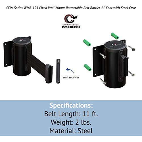 Crowd Control Warehouse 11 Ft Fixed Wall Mount Retractable Belt Barrier - color: Light Brown, size: Solid Color