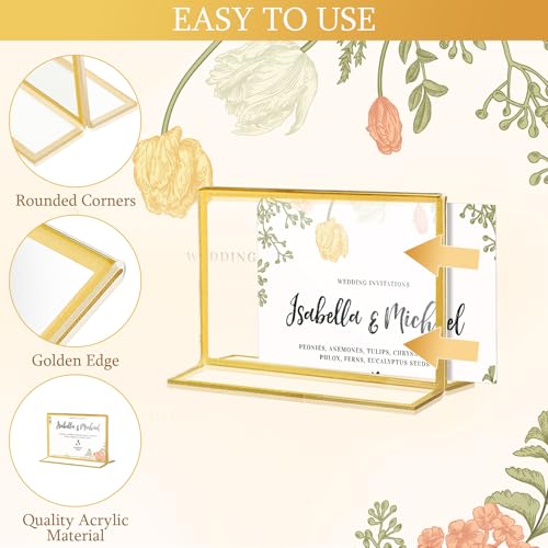 Hoteam 24 Pack 7 X 5 Inch Gold Acrylic Sign Holder Picture Frame - size: 7 x 5 Inch