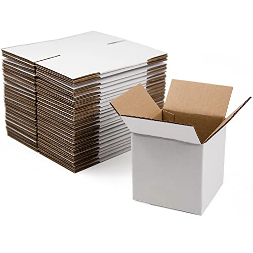SUNLPH White Shipping Boxes 4x4x4 Inches Small Corrugated Cardboard Boxes, 25 Pack - size: 4 x 4 x 4