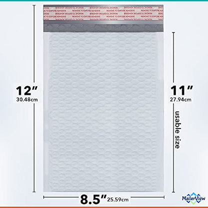Bubble Mailers 8.5x12, Self Seal Poly Padded Envelopes #2, 100 Pack Bulk - color: White, size: 8.5"x12" / 100 Pack