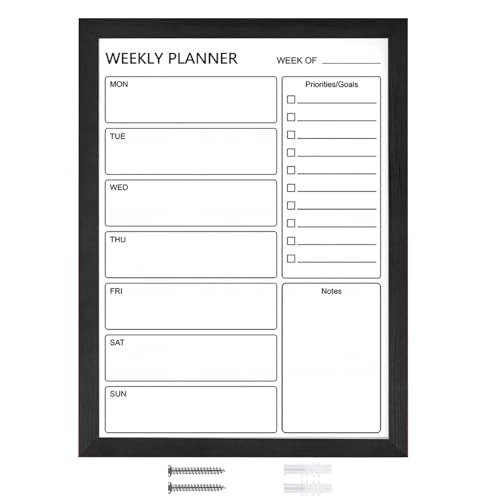 Dry Erase White Board Weekly Calendar Board,17.7“x23.6,Black - color: Black, size: 18"W x 24"H