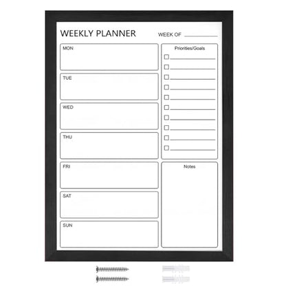 Dry Erase White Board Weekly Calendar Board,17.7“x23.6,Black - color: Black, size: 18"W x 24"H