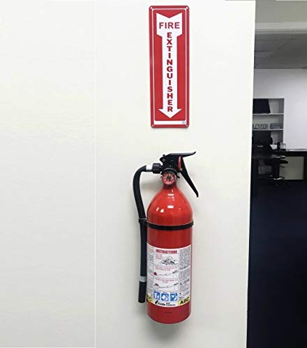 Fire Extinguisher Required Sign - For Indoor or Outdoor Use - 2 Signs White & Red - Hard & Durable Plastic with Holes - 12” x 4” - Pre-Drilled Mounting Holes