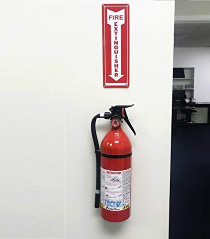 Fire Extinguisher Required Sign - For Indoor or Outdoor Use - 2 Signs White & Red - Hard & Durable Plastic with Holes - 12” x 4” - Pre-Drilled Mounting Holes