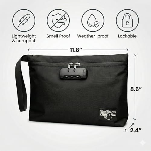 Secure Money Travel Bag with Zipper, Multiple Pockets and Combination Lock Close - color: Black