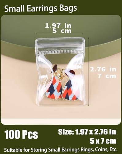 100Pcs Anti Tarnish Jewelry Bags Clear Pvc Jewelry Storage Pouches with Zipper Plastic Packing for Earrings (Clear Earrings Anti Tarnish Bag 1.97x2.76 in) - color: 100Pcs Clear Earrings Anti Tarnish Bag 1.97x2.76 in