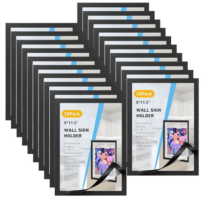 20 Pieces Sign Holder 8 x 11.5 inches with Magnetic Border - color: 20 Pack Black, size: 8 x 11.5