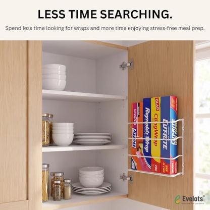 Evelots Kitchen Wrap & Food Bag Organizer Wall/Cabinet Mount, 1-Pack, White - color: White, size: 1 Pack