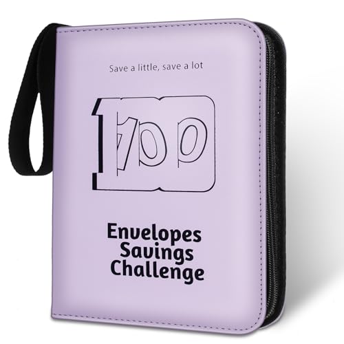 RONMONG 100 Envelope Challenge Binder, Money Saving Binder, Budget Book - color: Purple Style 2
