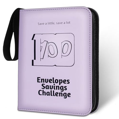 RONMONG 100 Envelope Challenge Binder, Money Saving Binder, Budget Book - color: Purple Style 2