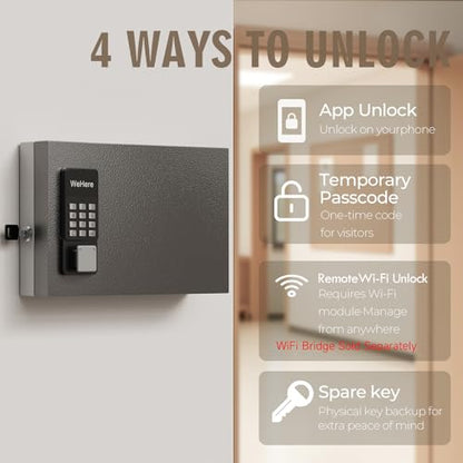 24 Key Lock Box Smart Key Organier Cabinet with Keypad & App for Office - size: 2.3inx11.3inx16in