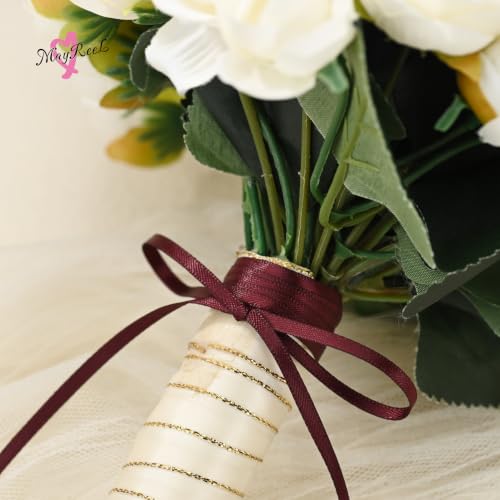 MAYREEL Burgundy Satin Ribbon 1/8 Inch Thin Double Faced 50 Yards - color: Burgundy, size: 1/8 Inch