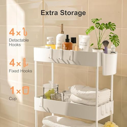 Pipishell 4 Tier Slim Storage Cart with Wheels, Laundry Cart, White - color: White, size: 4-Tier