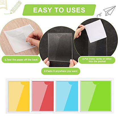 Chinco 30 Pcs Self Adhesive Clear Index Card Pockets,3.5 x 3.5 Inches - size: 3.5 x 3.5 Inches