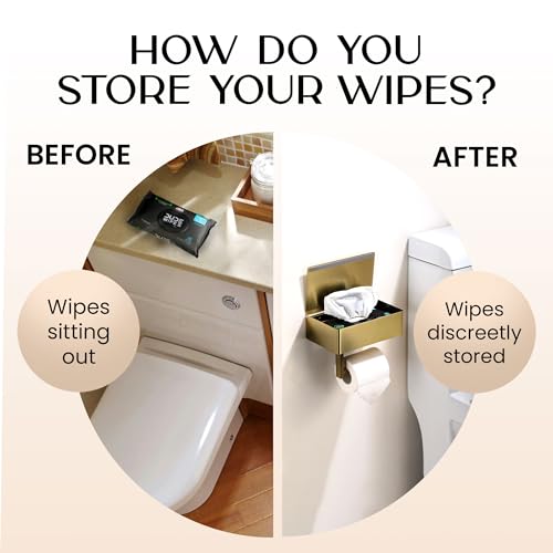 Day Moon™ - Toilet Paper Holder with Shelf & Storage - Wall Mount, Gold - color: Gold