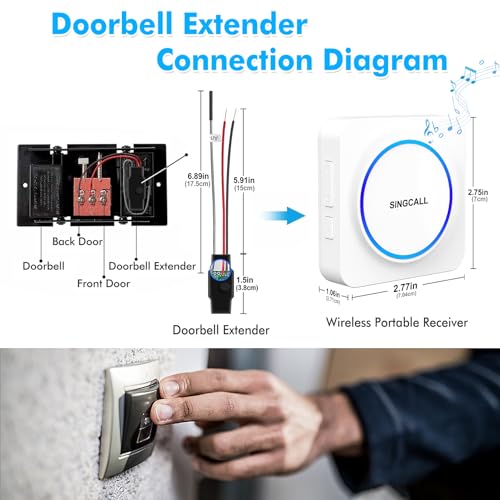 SINGCALL Wireless Doorbell Extender Convert Wired to Wireless Easy Install