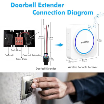 SINGCALL Wireless Doorbell Extender Convert Wired to Wireless Easy Install
