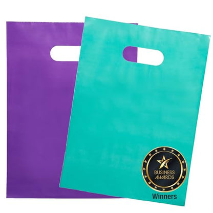 Choice Marts 200 Teal & Purple Plastic Bags 12x15 Merchandise Bags - color: Teal& Purple