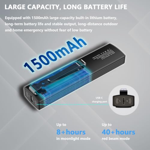 EDC Pocket Flashlight, USB-C Rechargeable mini Flashlight, with Digital Display, Magnetic Base + Metal Back Clip, Aluminum Alloy Portable Flashlight, Used for Outdoor Camping Daily Carrying