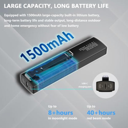 EDC Pocket Flashlight, USB-C Rechargeable mini Flashlight, with Digital Display, Magnetic Base + Metal Back Clip, Aluminum Alloy Portable Flashlight, Used for Outdoor Camping Daily Carrying