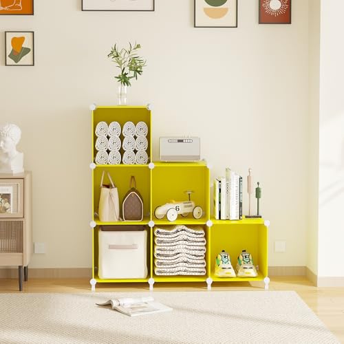 AWTATOS Cube Storage Organizer, 6 Cube Closet Storage Shelves, Yellow - color: Yellow