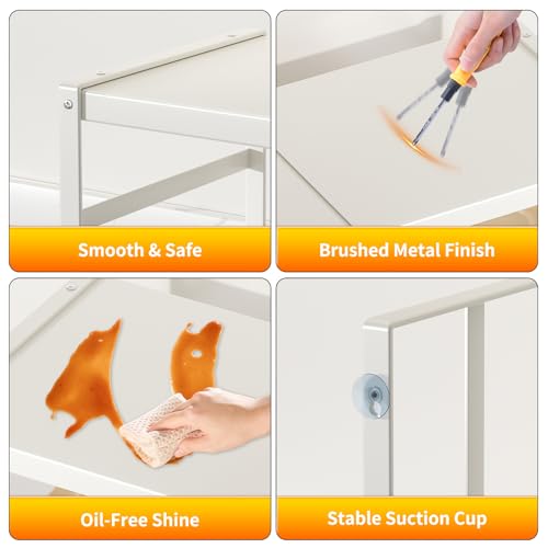 Expandable Kitchen Organizer Shelf, Cabinet Countertop Shelves - color: White