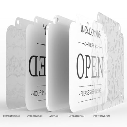 Open Closed Sign for Business, Double-Sided Acrylic, 11 × 7 Inches - color: White