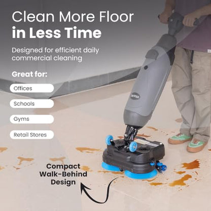 Battery Powered Portable Hand Held Walk Behind Floor Scrubber Machine 17" Cleaning Path, 17.5" Squeegee, 1.2 Gal Tank Up to 13,000 Sq. Ft./Hr.