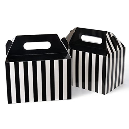 Happyhiram 30 Pack Black Striped Large Gable Boxes, 9x6x6 Inch - color: Black Stripes, size: 1 Count (Pack of 30)