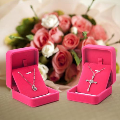 Sureio 24 Pcs Velvet Jewelry Gift Boxes Bulk Hot Pink - color: Hot Pink