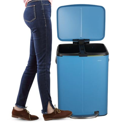 happimess Marco 10.6 Gal Double Bucket Step Trash Can, Bright Cobalt Blue - color: Bright Cobalt Blue